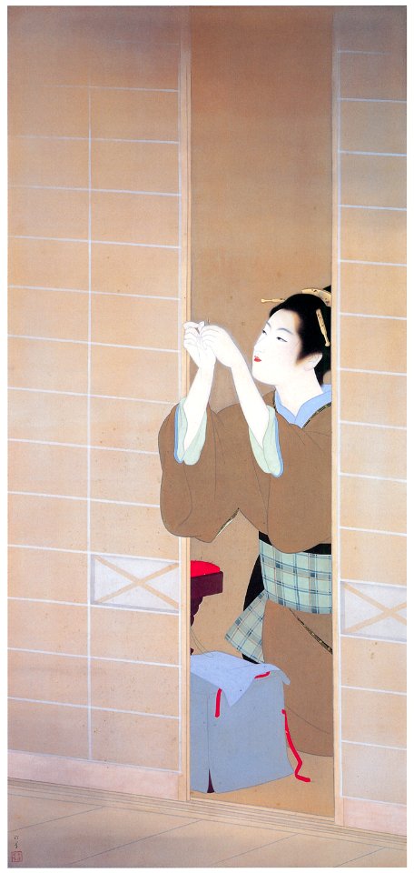 Uemura Shōen – Evening [from Uemura Shōen Exhibition on the 50th Anniversary of Her Death]. Free illustration for personal and commercial use.