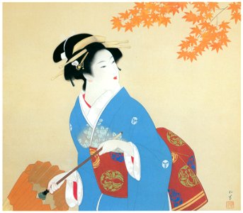 Uemura Shōen – Drizzling Rain [from Uemura Shōen Exhibition on the 50th Anniversary of Her Death]. Free illustration for personal and commercial use.