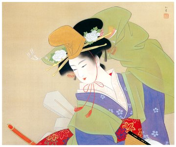 Uemura Shōen – Early Summer Rain [from Uemura Shōen Exhibition on the 50th Anniversary of Her Death]. Free illustration for personal and commercial use.