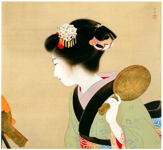 Uemura Shōen – Coiffure (Oshidori-mage) [from Uemura Shōen Exhibition on the 50th Anniversary of Her Death]. Free illustration for personal and commercial use.