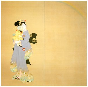 Uemura Shōen – Looking up at the Rainbow (Right) [from Uemura Shōen Exhibition on the 50th Anniversary of Her Death]. Free illustration for personal and commercial use.