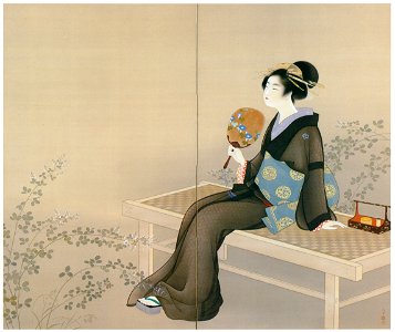 Uemura Shōen – Spring and Fall (Right) [from Uemura Shōen Exhibition on the 50th Anniversary of Her Death]. Free illustration for personal and commercial use.