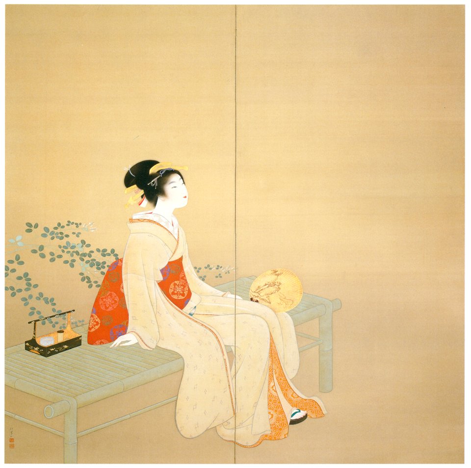 Uemura Shōen – Looking up at the Rainbow (Left) [from Uemura Shōen Exhibition on the 50th Anniversary of Her Death]