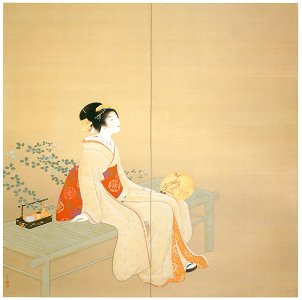 Uemura Shōen – Looking up at the Rainbow (Left) [from Uemura Shōen Exhibition on the 50th Anniversary of Her Death]. Free illustration for personal and commercial use.