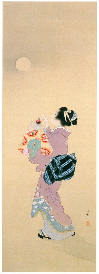 Uemura Shōen – A Deepening Evening in Summer [from Uemura Shōen Exhibition on the 50th Anniversary of Her Death]. Free illustration for personal and commercial use.