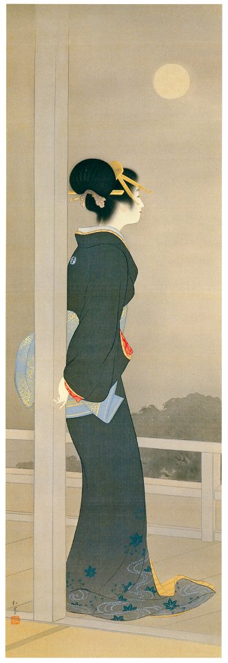 Uemura Shōen – Beautiful Night [from Uemura Shōen Exhibition on the 50th Anniversary of Her Death]. Free illustration for personal and commercial use.
