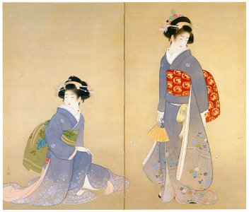 Uemura Shōen – Daughters [from Uemura Shōen Exhibition on the 50th Anniversary of Her Death]. Free illustration for personal and commercial use.