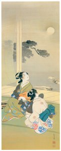 Uemura Shōen – Women Sing under the Moon [from Uemura Shōen Exhibition on the 50th Anniversary of Her Death]. Free illustration for personal and commercial use.