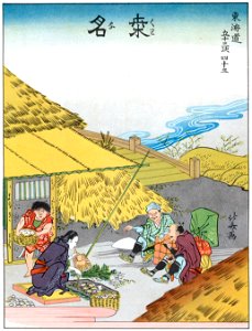 Katsushika Hokusai – 43. Kuwana-juku (53 Stations of the Tōkaidō) [from The Fifty-three Stations of the Tōkaidō by Hokusai]. Free illustration for personal and commercial use.