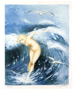 Louis Icart – Venus in the Waves [from The Flower of Art Deco “Louis Icart”]. Free illustration for personal and commercial use.