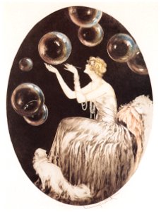 Louis Icart – Bubbles [from The Flower of Art Deco “Louis Icart”]. Free illustration for personal and commercial use.