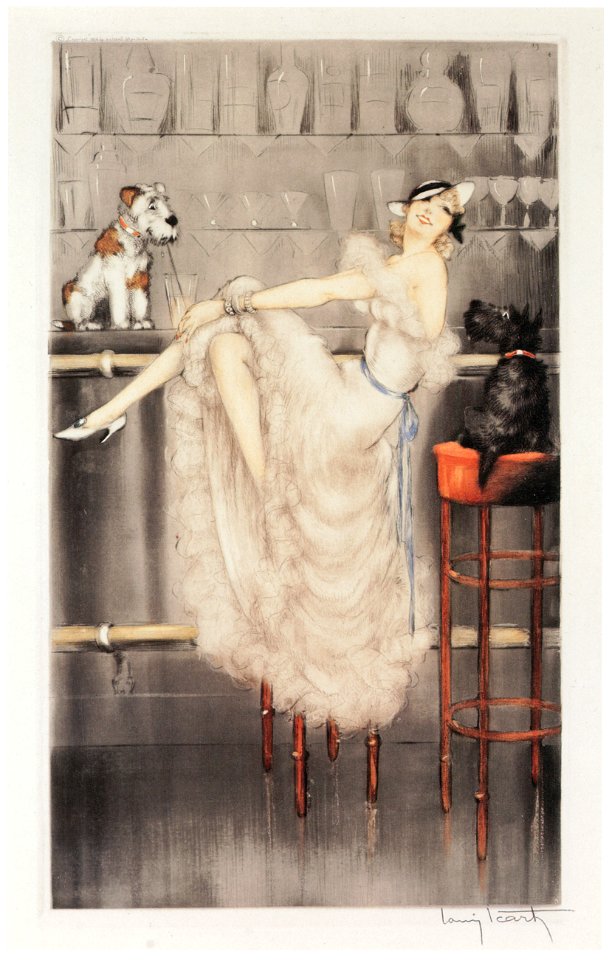 Louis Icart – Gay Trio [from The Flower of Art Deco “Louis Icart”]. Free illustration for personal and commercial use.