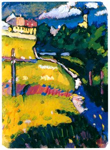 Wassily Kandinsky – Murnau — Landscape with Church [from KANDINSKY]. Free illustration for personal and commercial use.