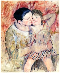 Mary Cassatt – Woman and Child [from Mary Cassatt Retrospective]. Free illustration for personal and commercial use.