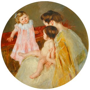Mary Cassatt – Mother and Two Children [from Mary Cassatt Retrospective]. Free illustration for personal and commercial use.