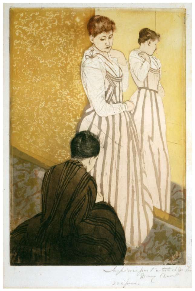 Mary Cassatt – The Fitting [from Mary Cassatt Retrospective]