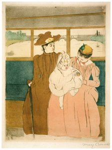 Mary Cassatt – In the Omnibus [from Mary Cassatt Retrospective]. Free illustration for personal and commercial use.