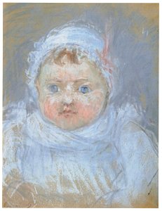 Berthe Morisot – Head of a Baby [from Mary Cassatt Retrospective]. Free illustration for personal and commercial use.