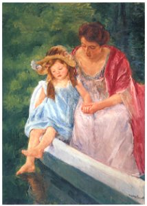 Mary Cassatt – Mother and Chiid in Boat [from Mary Cassatt Retrospective]. Free illustration for personal and commercial use.