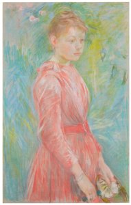 Berthe Morisot – Girl in Rose Dress [from Mary Cassatt Retrospective]. Free illustration for personal and commercial use.