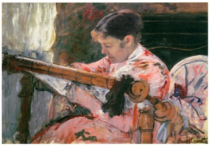 Mary Cassatt – Lydia at a Tapestry Frame [from Mary Cassatt Retrospective]. Free illustration for personal and commercial use.