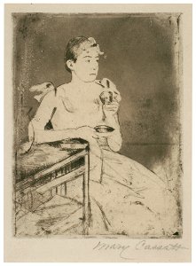Mary Cassatt – After Dinner Coffee [from Mary Cassatt Retrospective]. Free illustration for personal and commercial use.