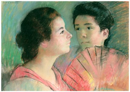 Mary Cassatt – Two Sisters [from Mary Cassatt Retrospective]. Free illustration for personal and commercial use.