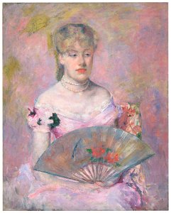 Mary Cassatt – Lady with a Fan (Anne Charlotte Gaillard) [from Mary Cassatt Retrospective]. Free illustration for personal and commercial use.