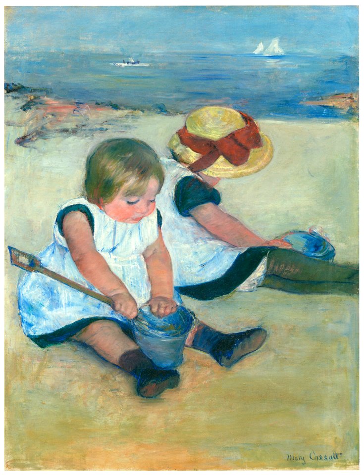 Mary Cassatt – Children Playing on the Beach [from Mary Cassatt Retrospective]
