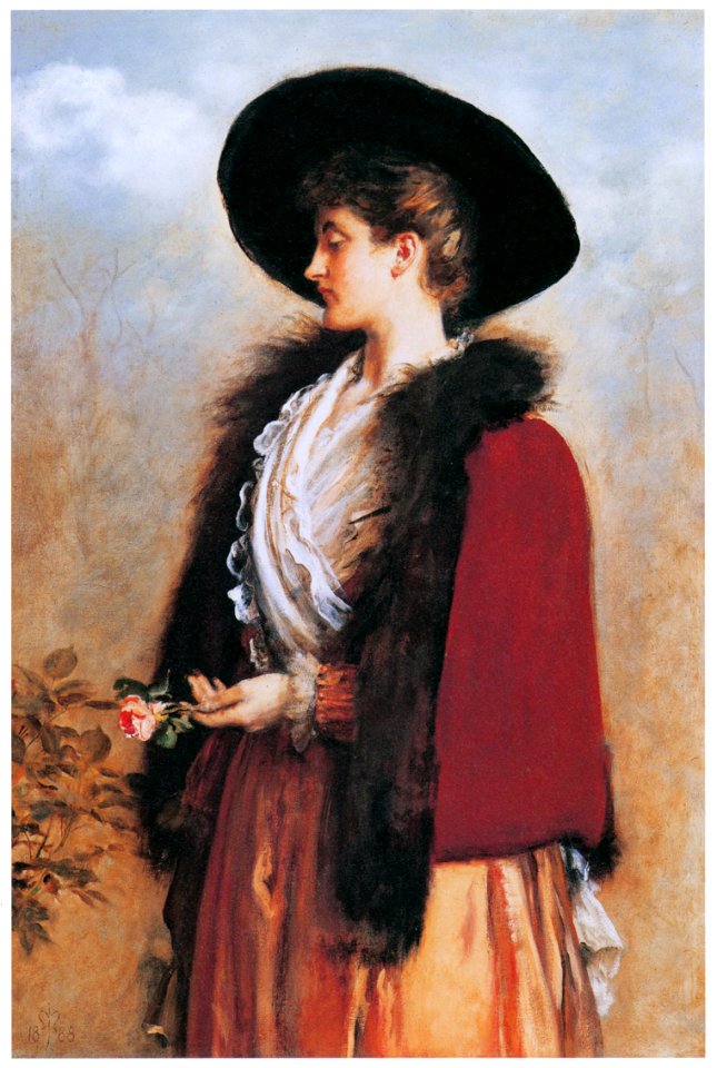 John Everett Millais – The Last Rose of Summer [from John Everett Millais Exhibition Catalogue 2008]. Free illustration for personal and commercial use.