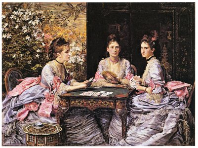 John Everett Millais – Hearts are Trumps: Portraits of Elizabeth, Diana, and Mary, Daughters of Walter Armstrong [from John Everett Millais Exhibition Catalogue 2008]