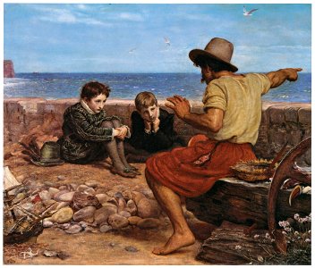 John Everett Millais – The Boyhood of Raleigh [from John Everett Millais Exhibition Catalogue 2008]. Free illustration for personal and commercial use.
