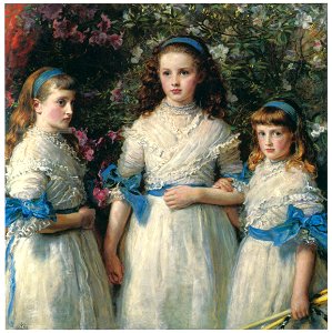 John Everett Millais – Sisters [from John Everett Millais Exhibition Catalogue 2008]. Free illustration for personal and commercial use.
