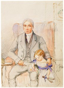 John Everett Millais – James Wyatt and his granddaughter Mary Wyatt [from John Everett Millais Exhibition Catalogue 2008]. Free illustration for personal and commercial use.