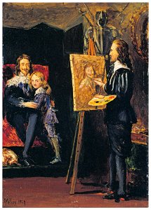 John Everett Millais – Charles I and his Son in the Studio of Van Dyck [from John Everett Millais Exhibition Catalogue 2008]. Free illustration for personal and commercial use.