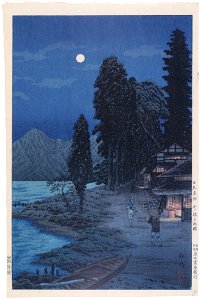 Takahashi Shōtei – The Shores of Lake Chūzenji: The Moon and Flowers in Snow, Nikkō Showplaces [from Shotei (Hiroaki) Takahashi: His Life and Works]