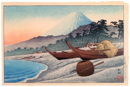 Takahashi Shōtei – Senbonhama Beach, “Mt. Fuji through Four Seasons” [from Shotei (Hiroaki) Takahashi: His Life and Works]. Free illustration for personal and commercial use.