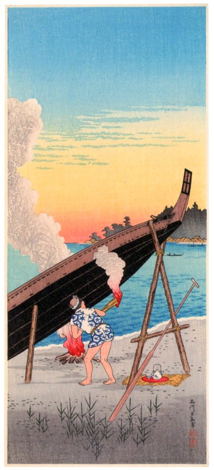 Takahashi Shōtei – Evening Calm at Shinagawa [from Shotei (Hiroaki) Takahashi: His Life and Works]