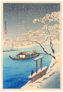 Takahashi Shōtei – The River Sumida in Snow [from Shotei (Hiroaki) Takahashi: His Life and Works]. Free illustration for personal and commercial use.