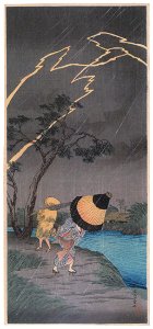Takahashi Shōtei – Thunderstorm at Tateishi [from Shotei (Hiroaki) Takahashi: His Life and Works]. Free illustration for personal and commercial use.