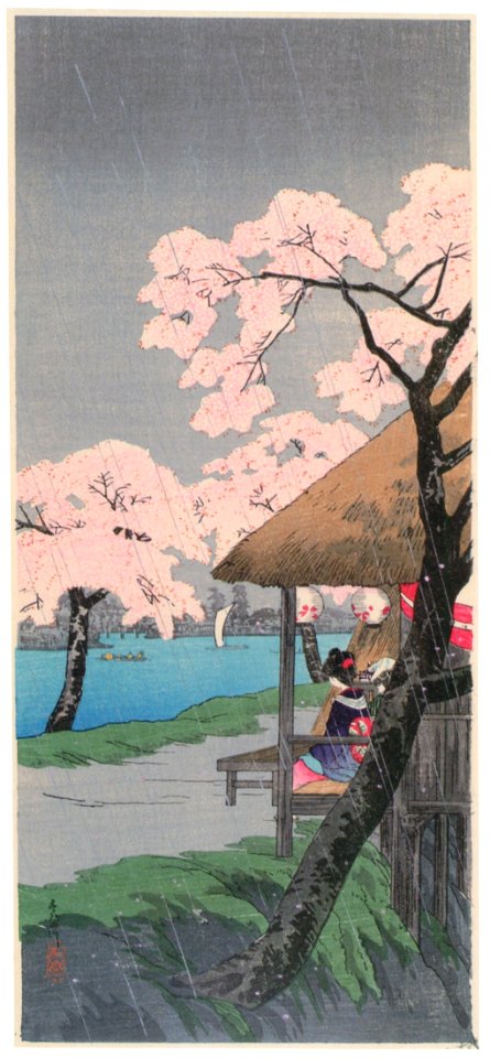 Takahashi Shōtei – Cherry Blossoms along the River Sumida [from Shotei (Hiroaki) Takahashi: His Life and Works]
