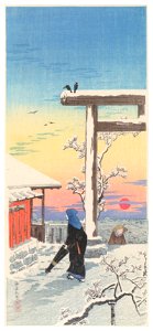 Takahashi Shōtei – Yushima-tenjin Shrine [from Shotei (Hiroaki) Takahashi: His Life and Works]. Free illustration for personal and commercial use.