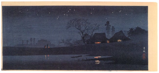 Takahashi Shōtei – A Starlit Night [from Shotei (Hiroaki) Takahashi: His Life and Works]. Free illustration for personal and commercial use.
