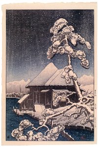 Takahashi Shōtei – Morigasaki (The Moon and Flowers in Snow) [from Shotei (Hiroaki) Takahashi: His Life and Works]. Free illustration for personal and commercial use.