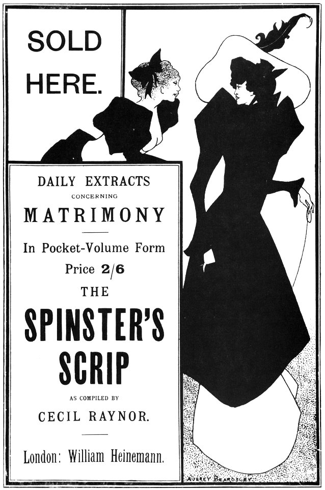 Aubrey Beardsley – Sold Here…. Small poster for the Spinster’s Scrip [from Aubrey Beardsley Exhibition]