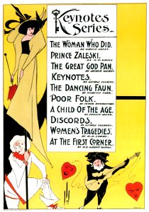 Aubrey Beardsley – Poster advertising titles from the Keynotes Series [from Aubrey Beardsley Exhibition]. Free illustration for personal and commercial use.