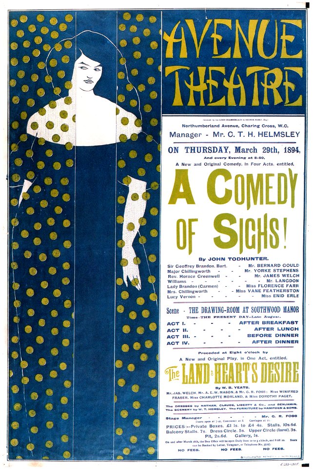 Aubrey Beardsley – Poster advertising the play A Comedy of Sighs [from Aubrey Beardsley Exhibition]