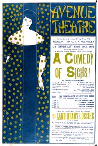 Aubrey Beardsley – Poster advertising the play A Comedy of Sighs [from Aubrey Beardsley Exhibition]. Free illustration for personal and commercial use.