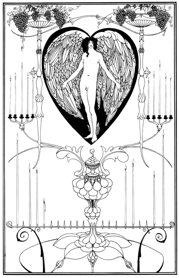 Aubrey Beardsley – Mirror of Love [from Aubrey Beardsley Exhibition]. Free illustration for personal and commercial use.