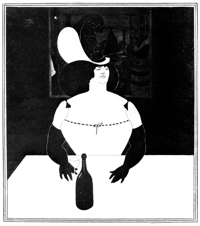 Aubrey Beardsley – The Fat Woman [from Aubrey Beardsley Exhibition]. Free illustration for personal and commercial use.
